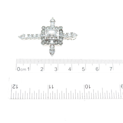 925 Sterling Silver Multi-Cut C Z Sparkle Cross Slide Charm Pendant