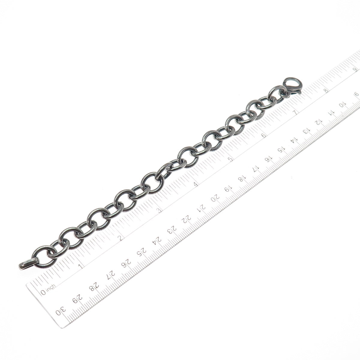 925 Sterling Silver Vintage Cable Link Oxidized Bracelet 7"