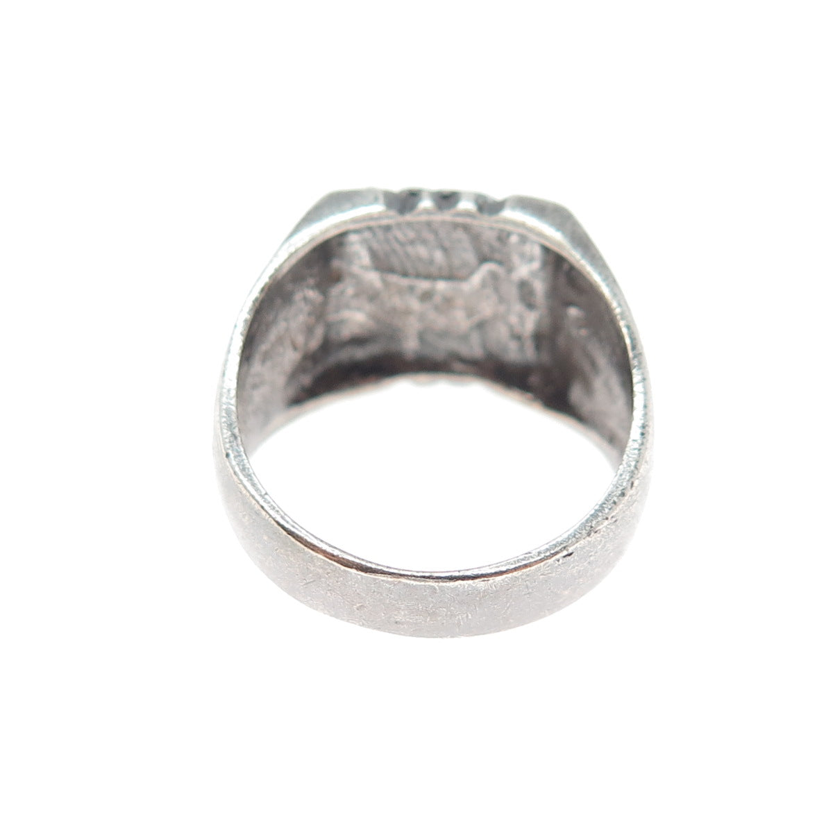 925 Sterling Silver Vintage Mayan Tribal Oxidized Ring Size 8.25