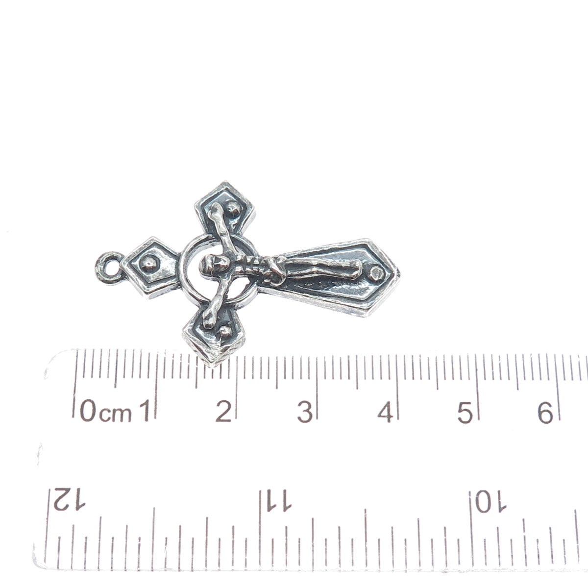 925 Sterling Silver Vintage Crucifix Cross Religious Oxidized Pendant