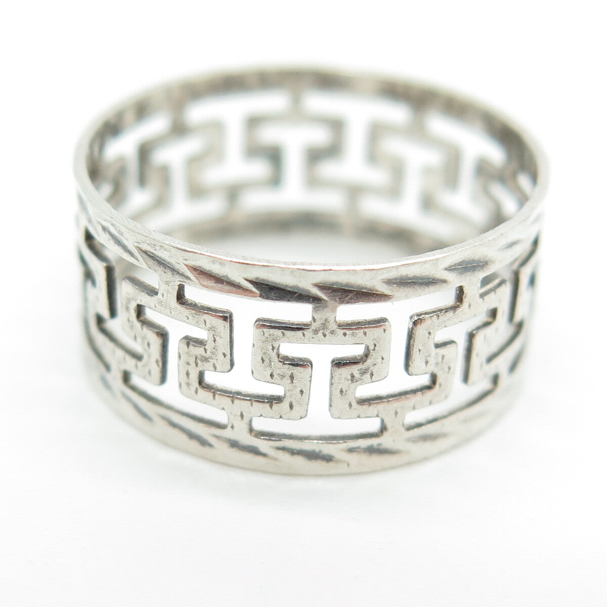 925 Sterling Silver Vintage N36 Greek Maze Band Ring Size 7.25