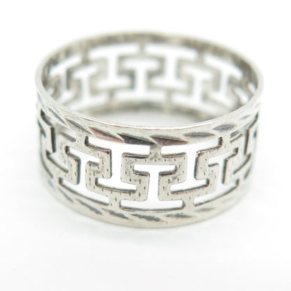 925 Sterling Silver Vintage N36 Greek Maze Band Ring Size 7.25