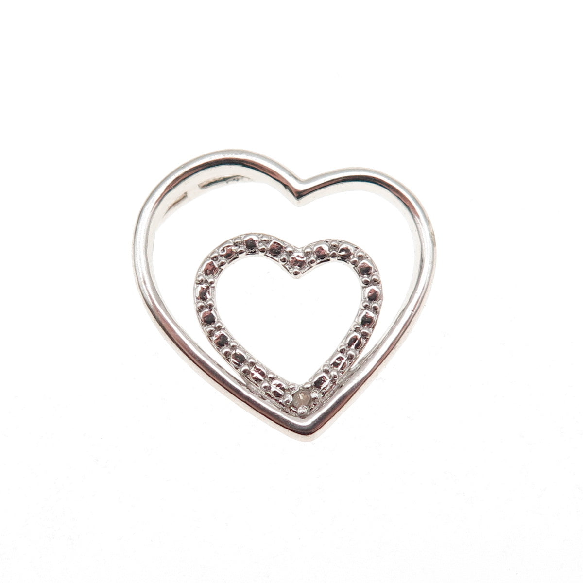 Charles Winston 925 Sterling Silver Real Diamond Heart Mini Slide Charm Pendant