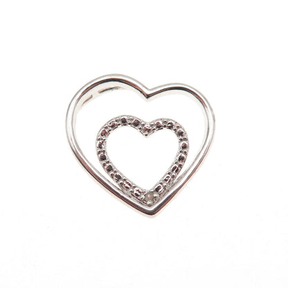 Charles Winston 925 Sterling Silver Real Diamond Heart Mini Slide Charm Pendant
