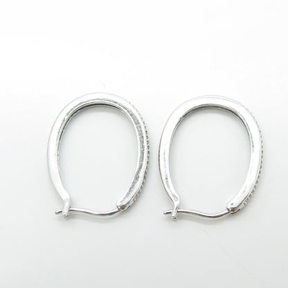 925 Sterling Silver Sun Real White Diamond Half Eternity Hoop Earrings