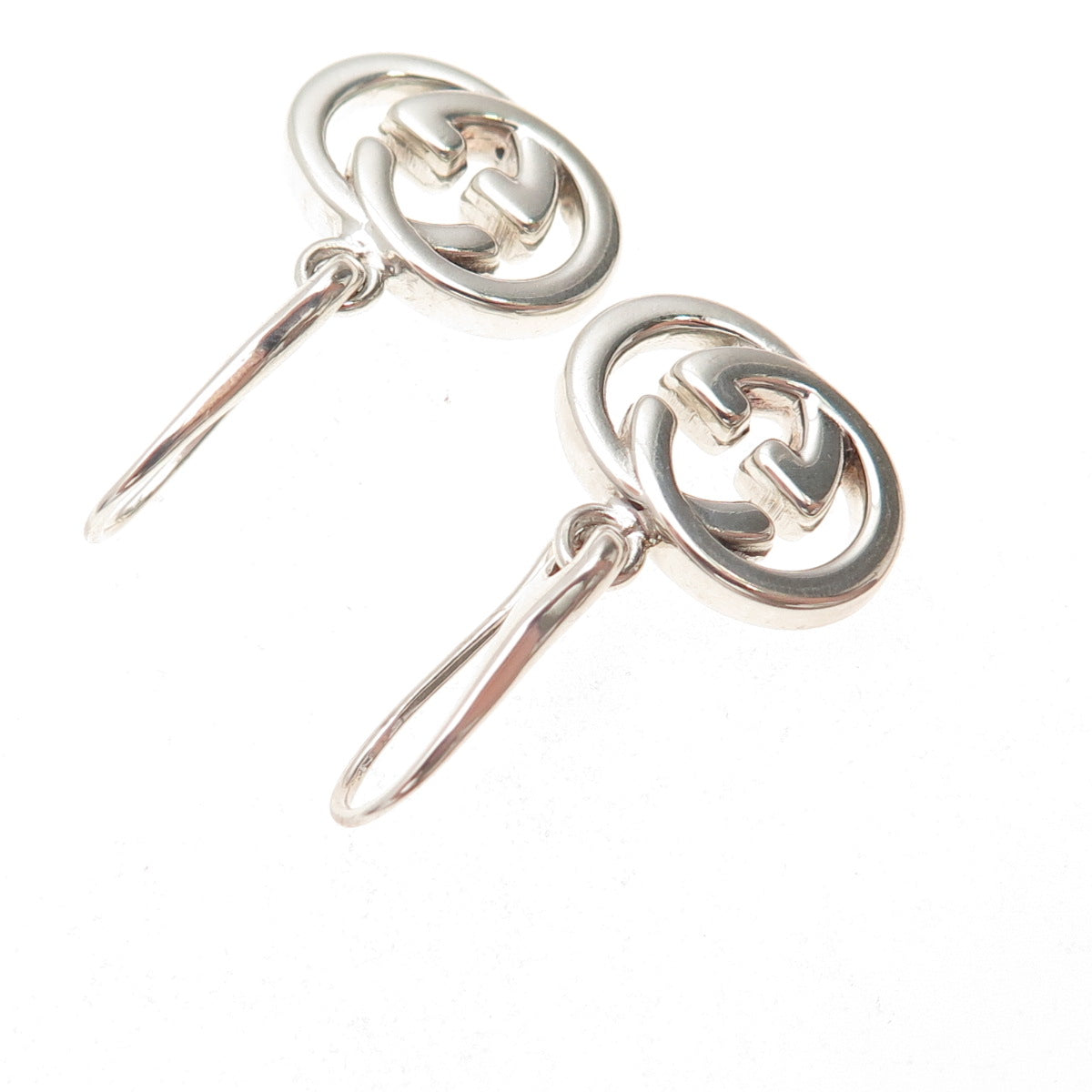 Gucci 925 Sterling Silver Vintage Interlocking G Dangle Earrings