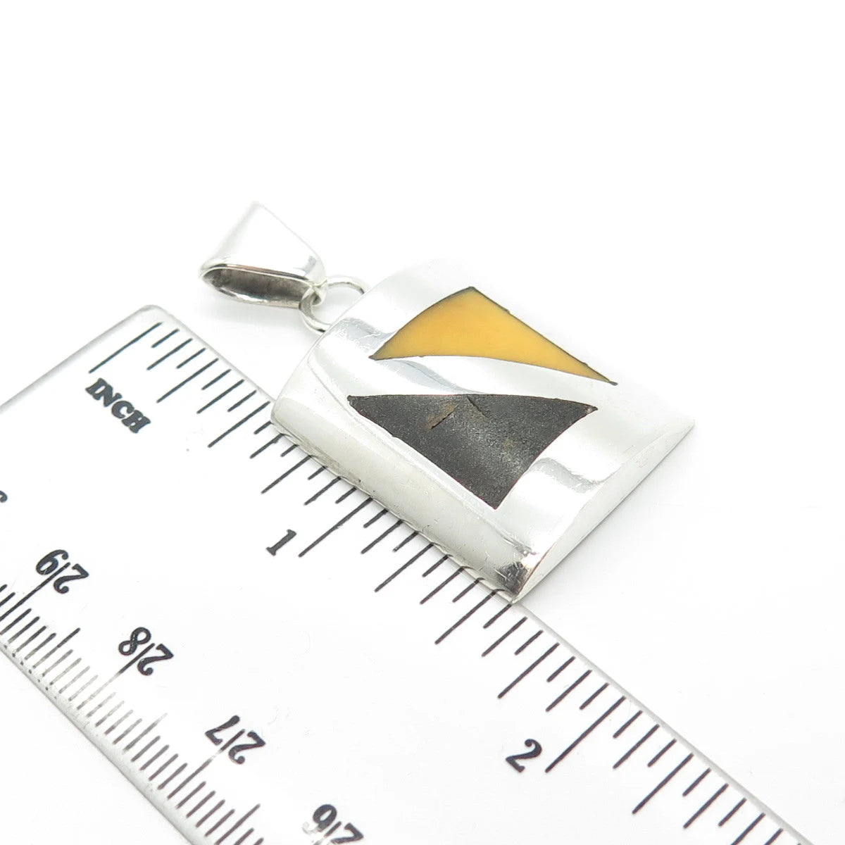 925 Sterling Silver Vintage Real Scottish Amber & Wood Pendant