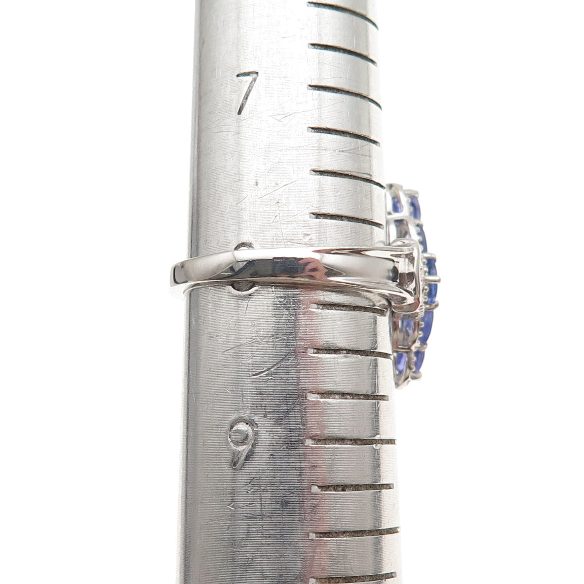 Chuck Clemency 925 Sterling Silver Real Tanzanite & White Topaz Ring Size 8.25