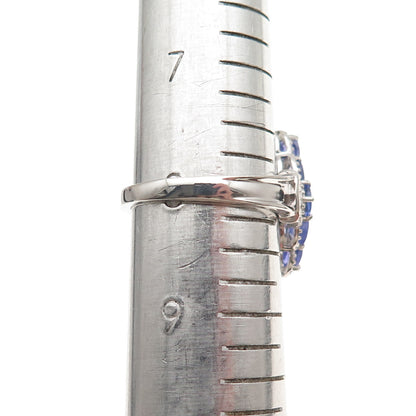 Chuck Clemency 925 Sterling Silver Real Tanzanite & White Topaz Ring Size 8.25