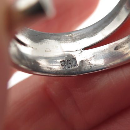 950 Silver Vintage Princess-Cut C Z Modernist Oxidized Adjustable Ring Size 8