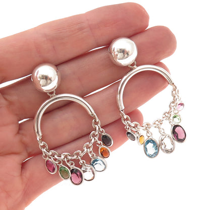 925 Sterling Silver Vintage Topaz Peridot Amethyst Citrine & Tourmaline Earrings