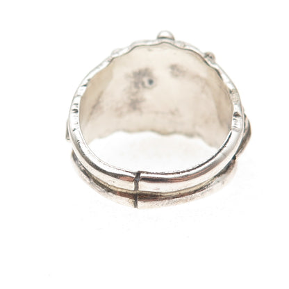 Old Pawn 925 Sterling Silver Vintage Southwestern Black Onyx Ring Size 9.75