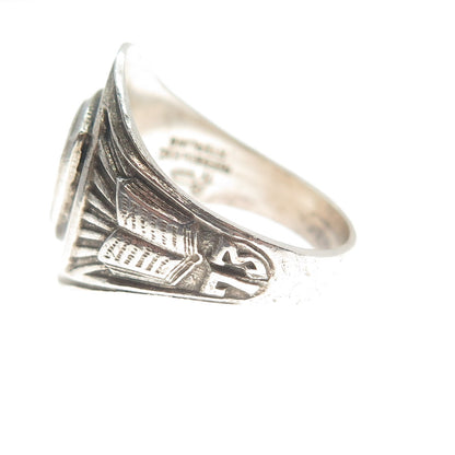 REED & CO NYC 925 Sterling Vintage 1973 Enamel JHS Shallow School Ring Size 8.5
