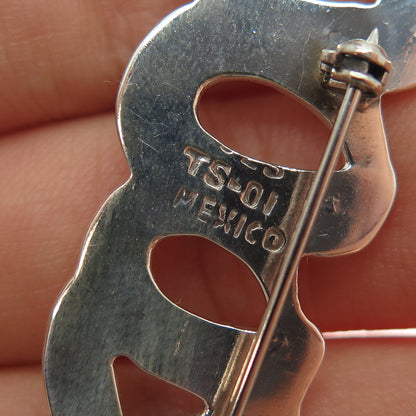 925 Sterling Silver Vintage Mexico XO Hugs & Kisses Pin Brooch