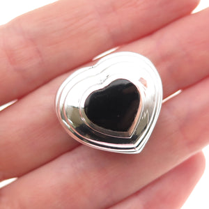 Chapal Zenray Sterling Silver Vintage Real Black Onyx Heart Slide Charm Pendant