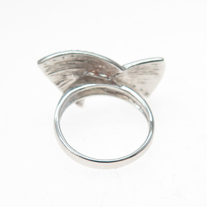 925 Sterling Silver Round-Cut C Z Modernist Wings Ring Size 7.5
