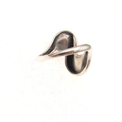 925 Sterling Silver Vintage Real Pearl & Hematite Modernist Ring Size 4.75
