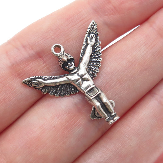 WHEELER MFG CO Sterling Silver Vintage Southwest Eagle Dancer Minimalist Pendant