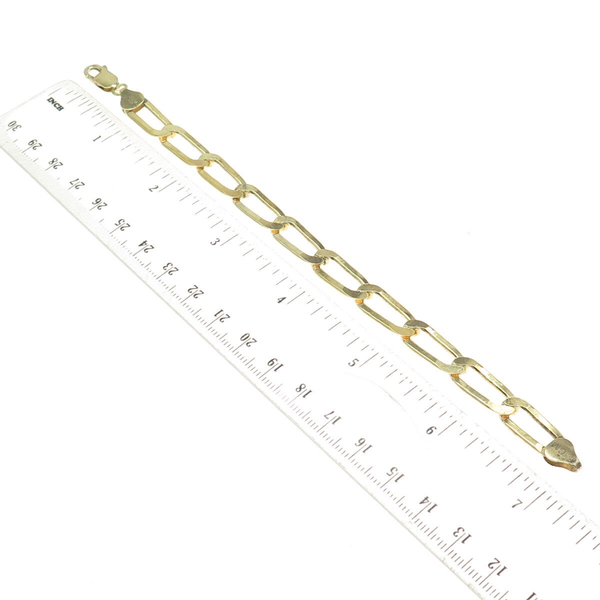 925 Sterling Silver Gold Plated Italy Paperclip Link Bracelet 6.75"