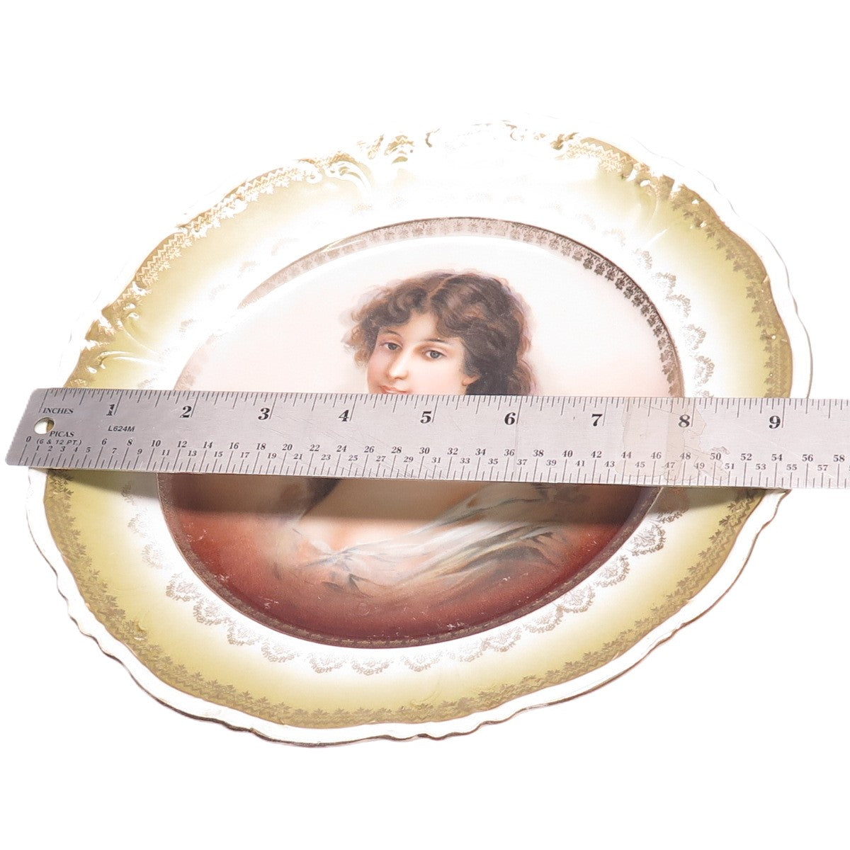 CARLSBAD China Antique Austria Portrait Hand Painted Porcelain Cabinet Plate