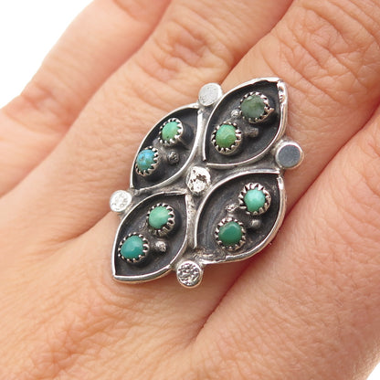 Old Pawn 925 Sterling Silver Vintage Royston Turquoise Snake Eye Ring Size 6.5