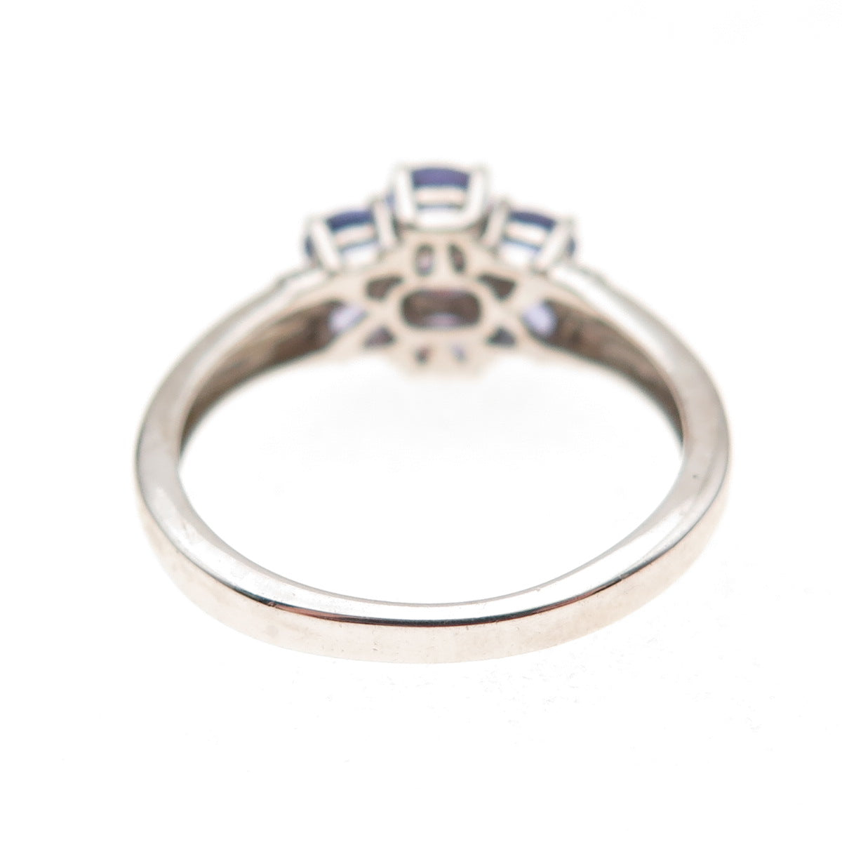 Chuck Clemency 925 Sterling Silver Real Oval-Cut Tanzanite Floral Ring Size 8.25