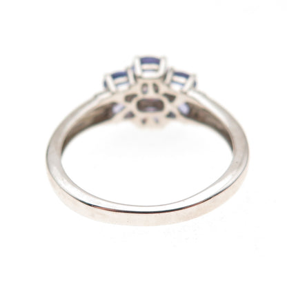 Chuck Clemency 925 Sterling Silver Real Oval-Cut Tanzanite Floral Ring Size 8.25