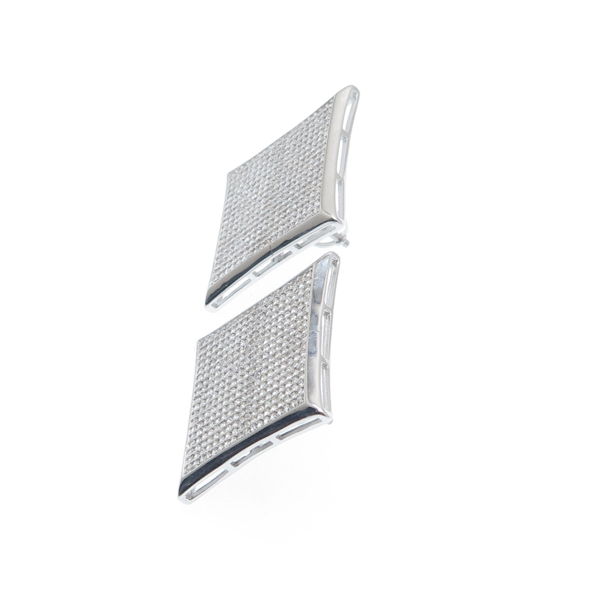 925 Sterling Silver Round-Cut C Z Sparkle Princess Square Earrings