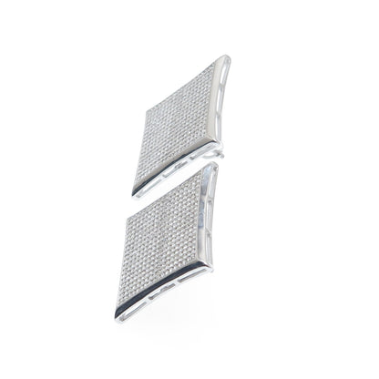 925 Sterling Silver Round-Cut C Z Sparkle Princess Square Earrings