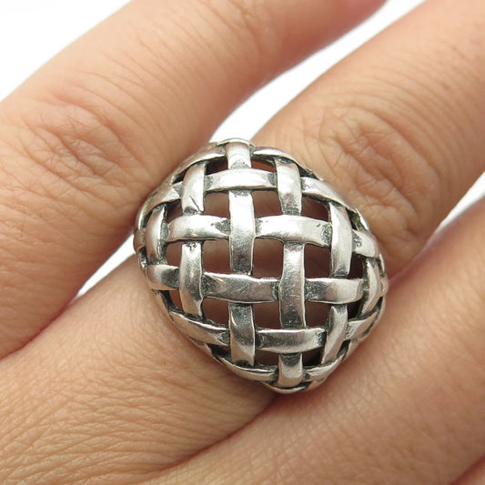 925 Sterling Silver Vintage Pacific Jewelry Wicker Ring Size 6