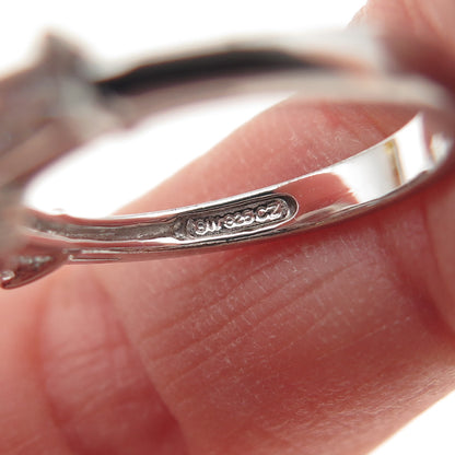 925 Sterling Silver Asscher & Tapered Baguette-Cut C Z Engagement Ring Size 5.25