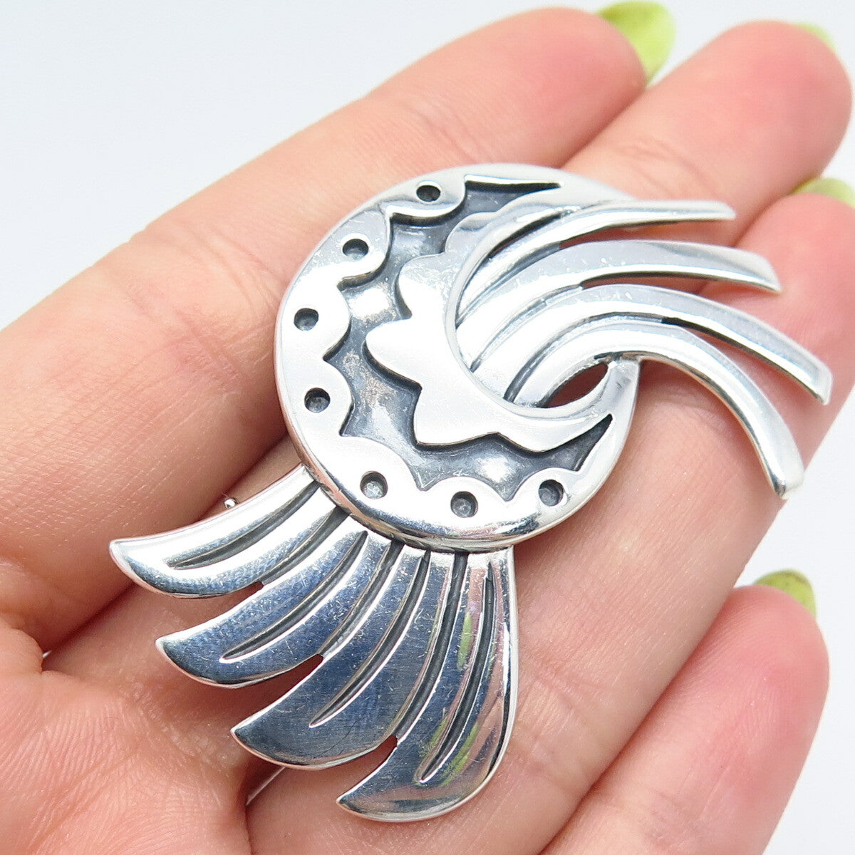 925 Sterling Silver Vintage Mexico Modernist Pin Brooch