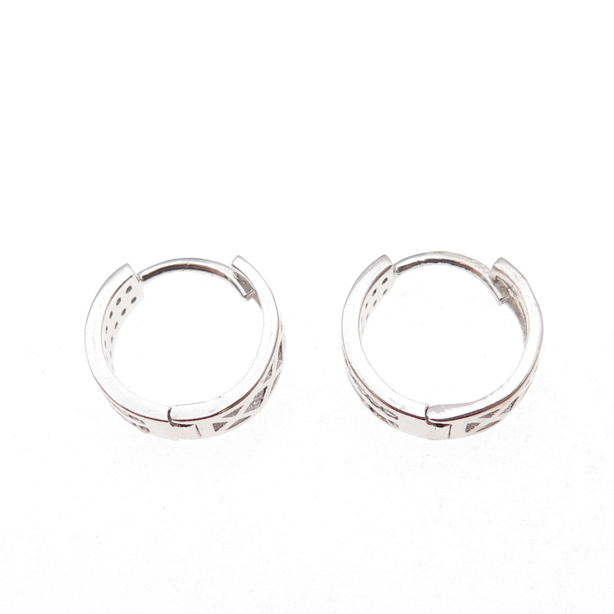 925 Sterling Silver Round-Cut C Z Hoop Earrings