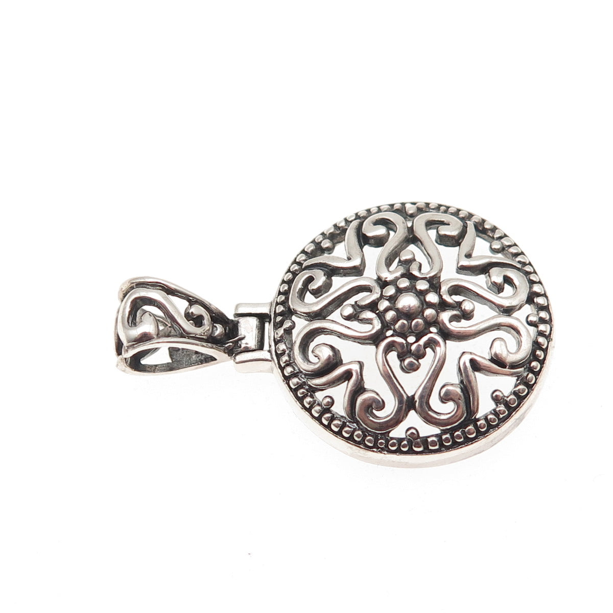 925 Sterling Silver Vintage Ornate Oxidized Charm Pendant