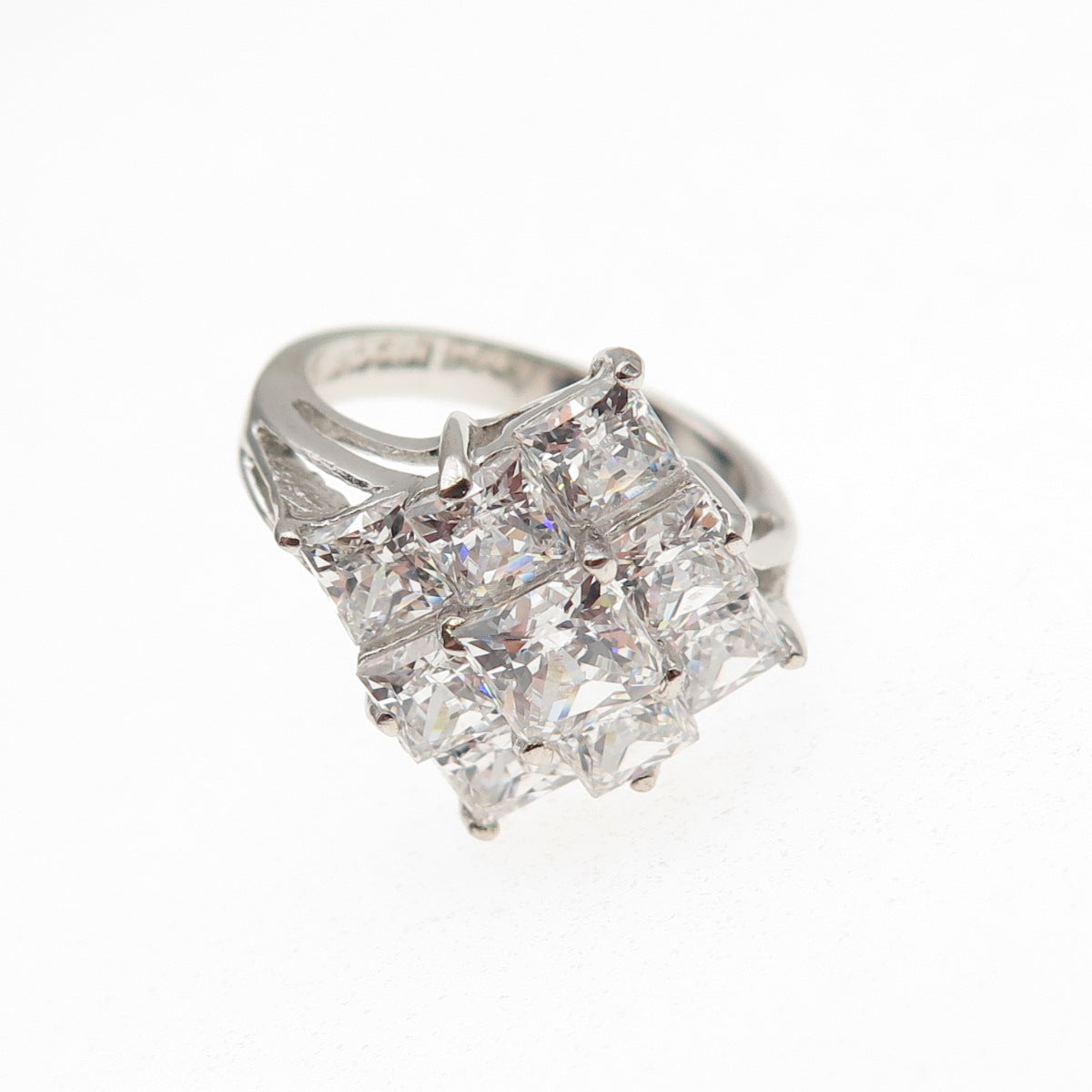 925 Sterling Silver Princess-Cut Sparkle Ring Size 5.25
