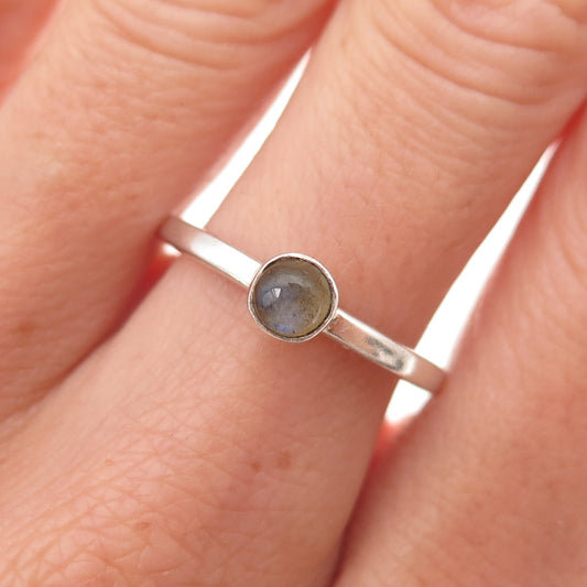 925 Sterling Silver Vintage Real Labradorite Ring Size 8