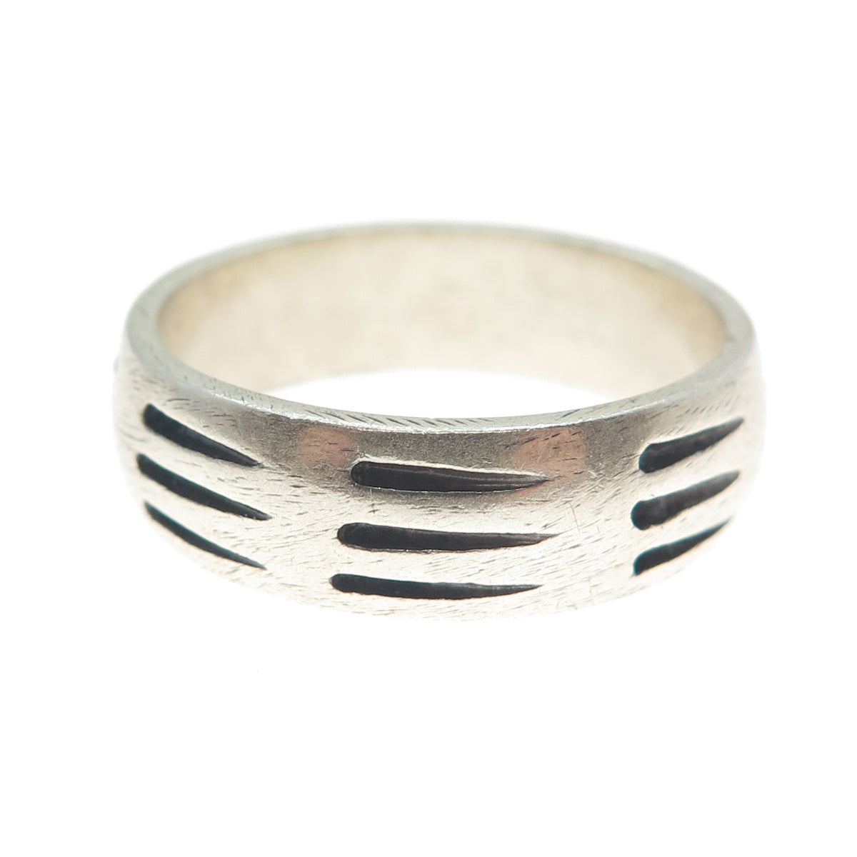 925 Sterling Silver Vintage Bear Claw Scratches Print Band Ring Size 11.5