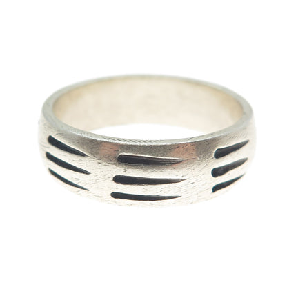 925 Sterling Silver Vintage Bear Claw Scratches Print Band Ring Size 11.5