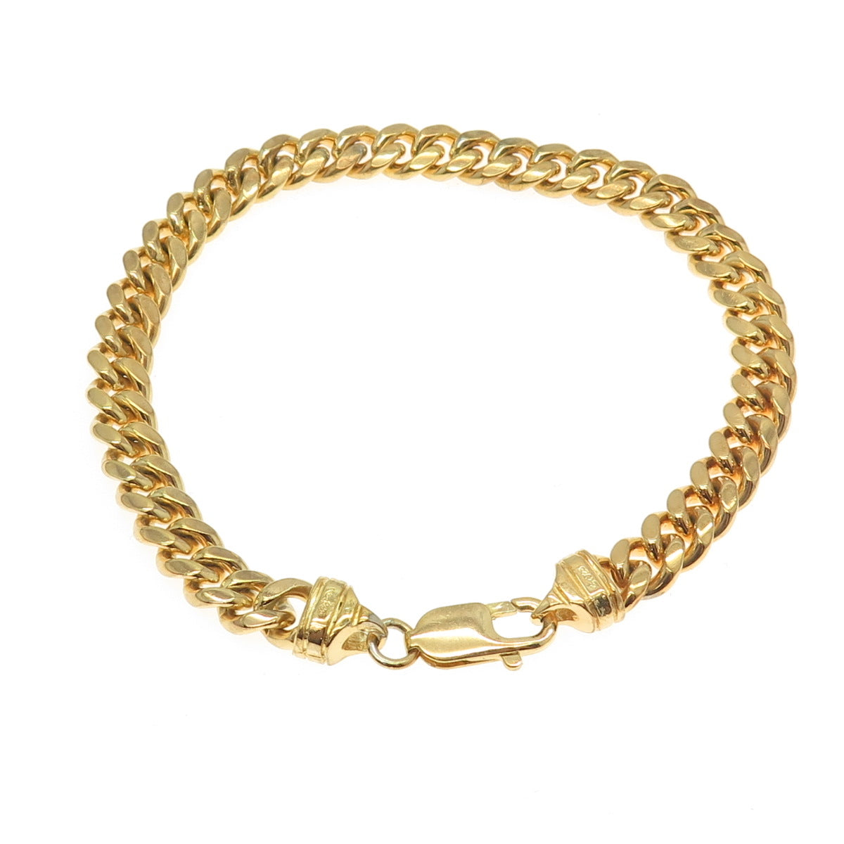 LUX 925 Sterling Silver Gold Plated Cuban Link Bracelet 8.5"