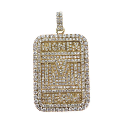 925 Sterling Silver Gold Plated Round-Cut Shaped C Z Money Team Sparkle Pendant