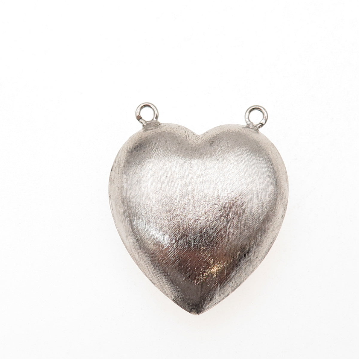 925 Sterling Silver Vintage Puffy Brushed Heart Centerpiece Pendant