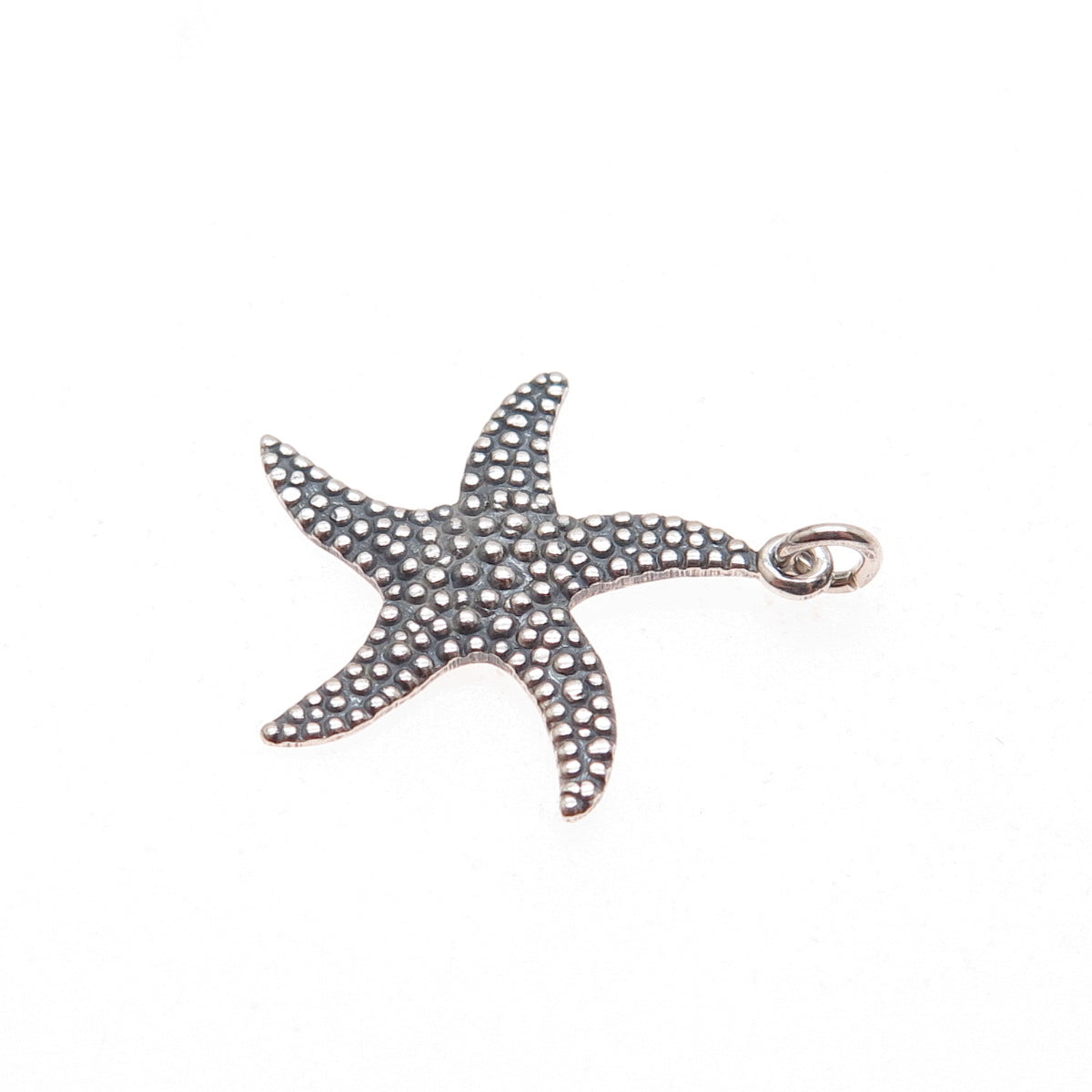 925 Sterling Silver Vintage Starfish Granulated Oxidized Charm Pendant