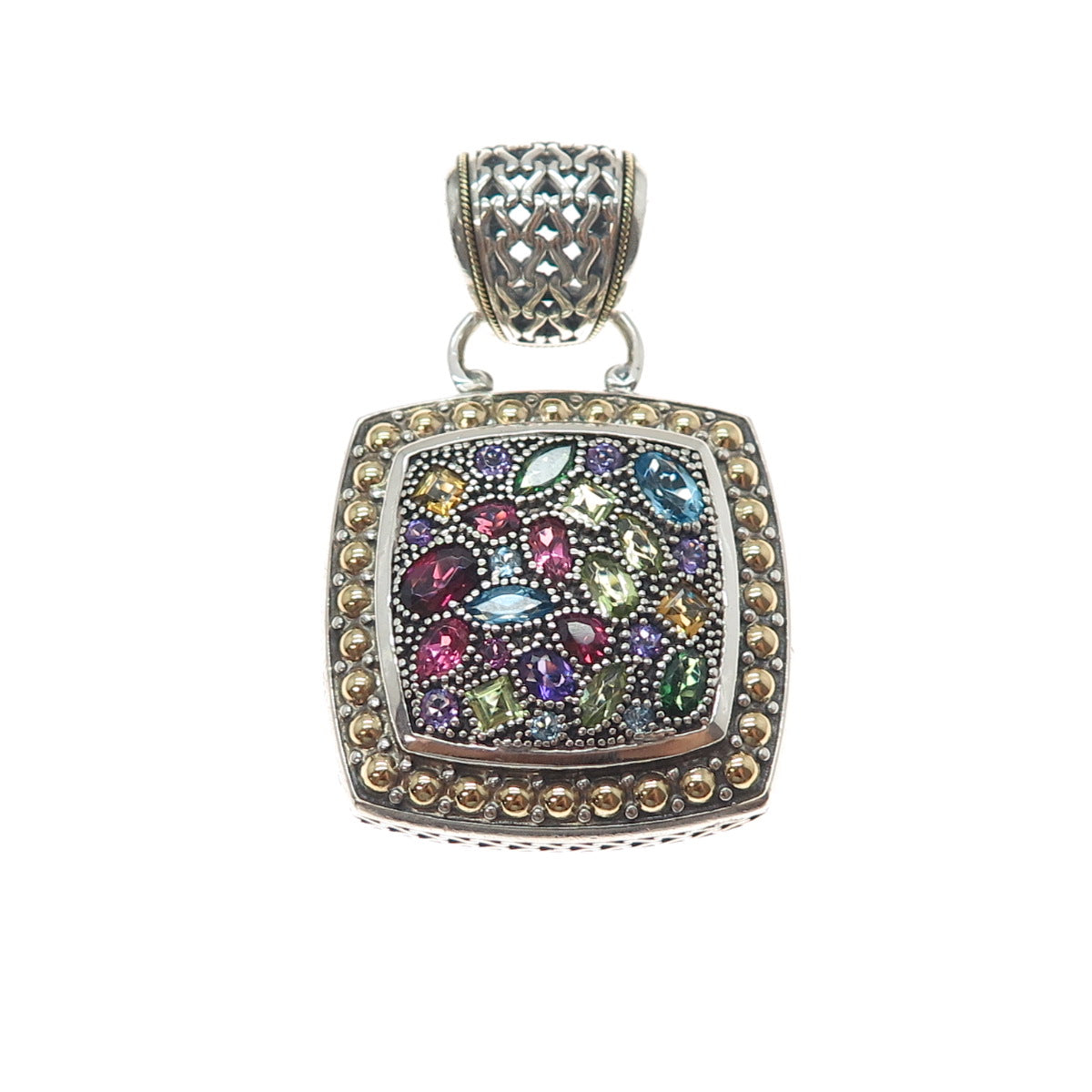 EFFY 18K Gold & 925 Sterling Silver Real Multi-Color Gem Pendant