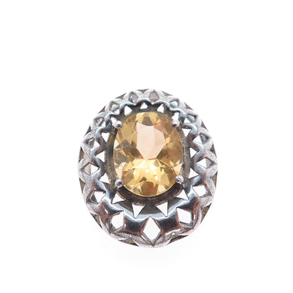 CLYDE DUNEIER CID 925 Sterling Vintage Real Citrine Oxidized Slide Charm Pendant