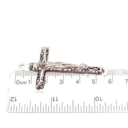 925 Sterling Silver Antique Art Deco Crucifix Cross Filigree Charm Pendant