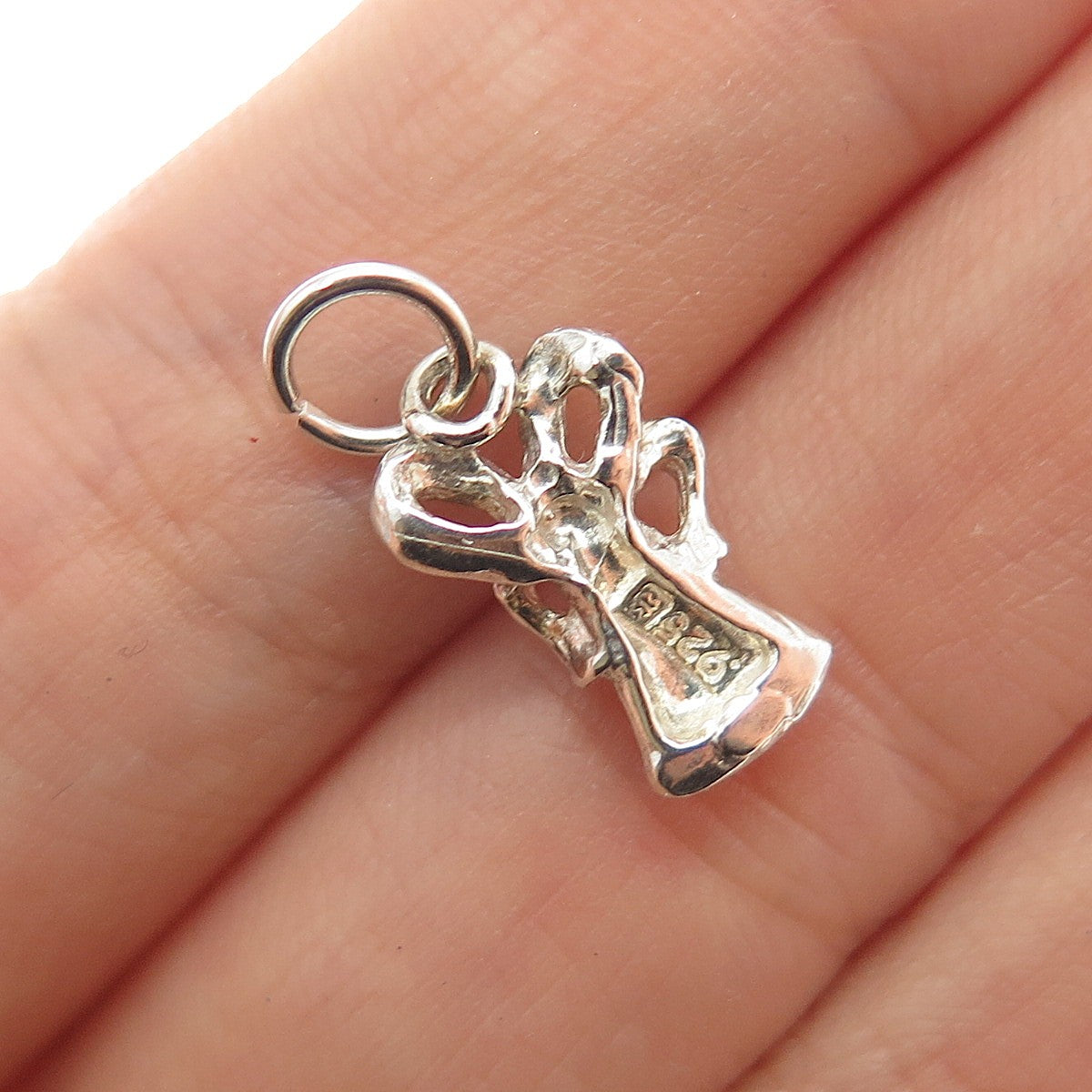 WALDECK 925 Sterling Silver Vintage Bow Bell Minimalist Charm Pendant