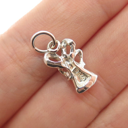 WALDECK 925 Sterling Silver Vintage Bow Bell Minimalist Charm Pendant
