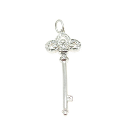 925 Sterling Silver Pave C Z Key Pendant