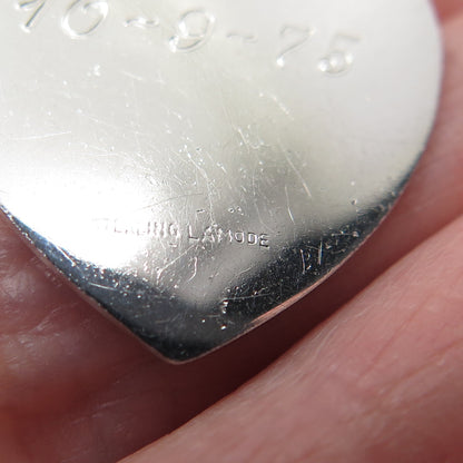 LAMODE 925 Sterling Silver Vintage Happy Anniversary Heart Tag Charm Pendant