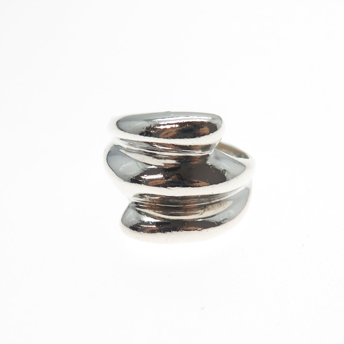 925 Sterling Silver Vintage Modernist Bypass Ring Size 6.5